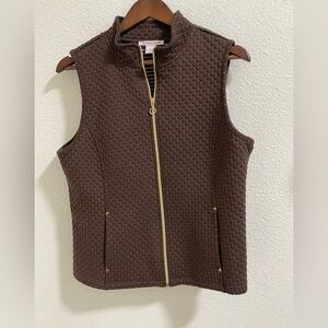 Allison Dailey Elegant Brown Quilted Vest